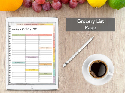 Digital Recipe Book - Hyperlinked Goodnotes Vertical Planner