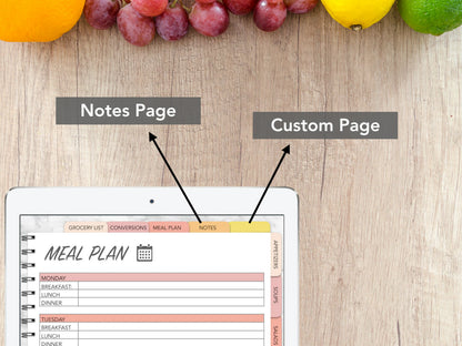 Digital Recipe Book - Hyperlinked Goodnotes Vertical Planner