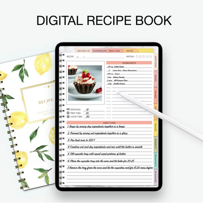Digital Recipe Book - Hyperlinked Goodnotes Vertical Planner