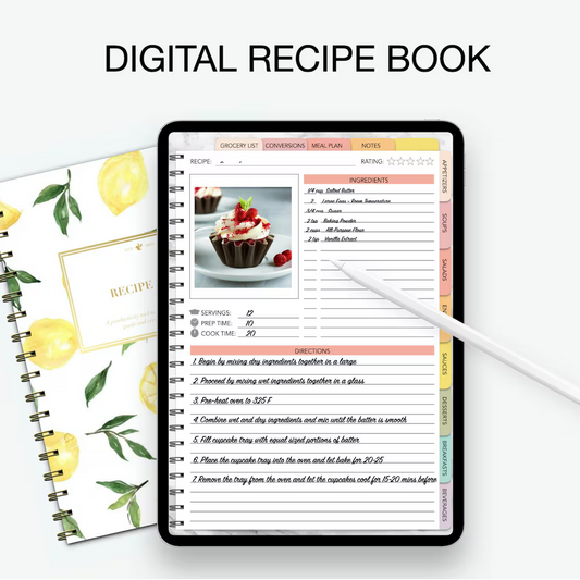 Digital Recipe Book - Hyperlinked Goodnotes Vertical Planner