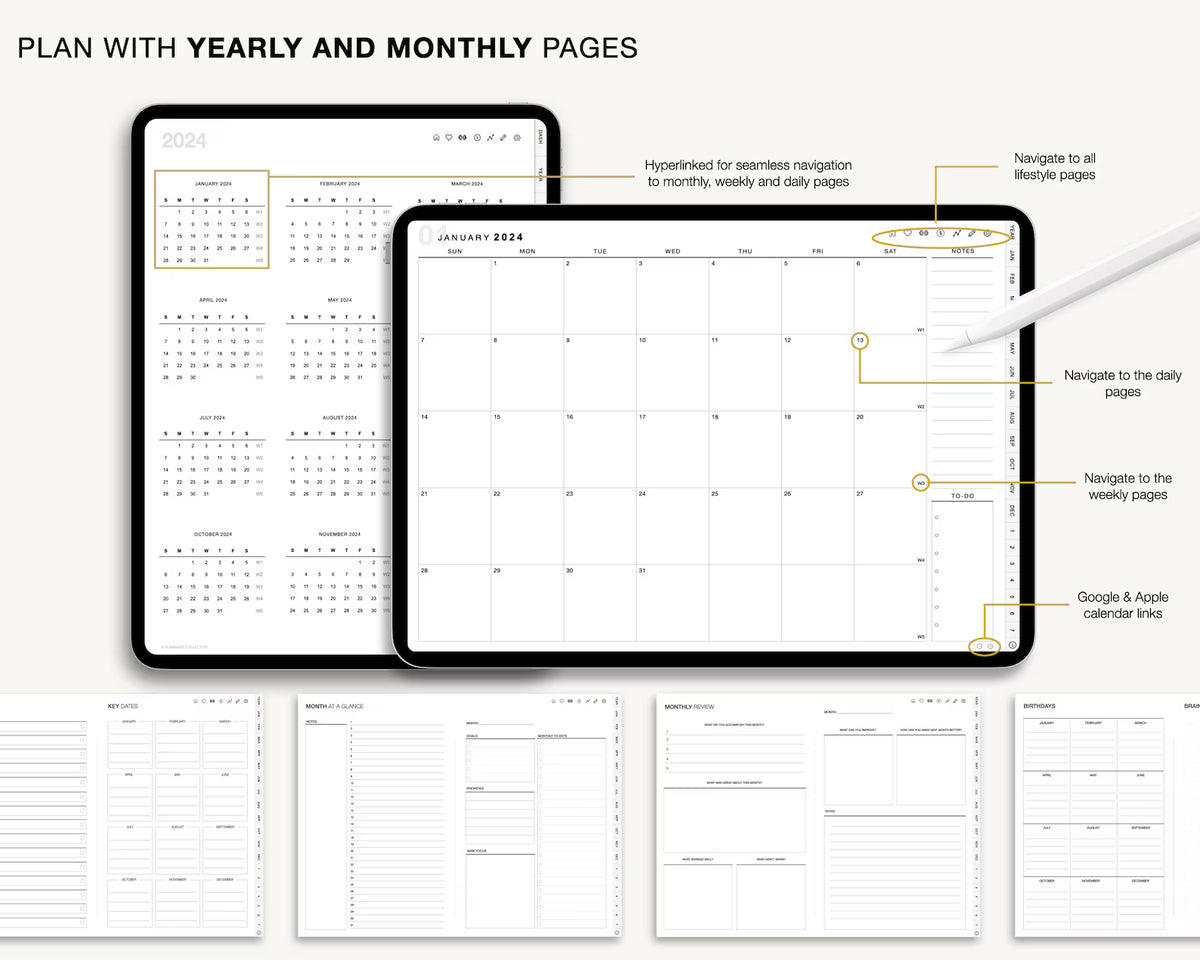 Digital planner, Goodnotes planner, iPad planner, Notability planner, Dated digital planner, Digital calendar